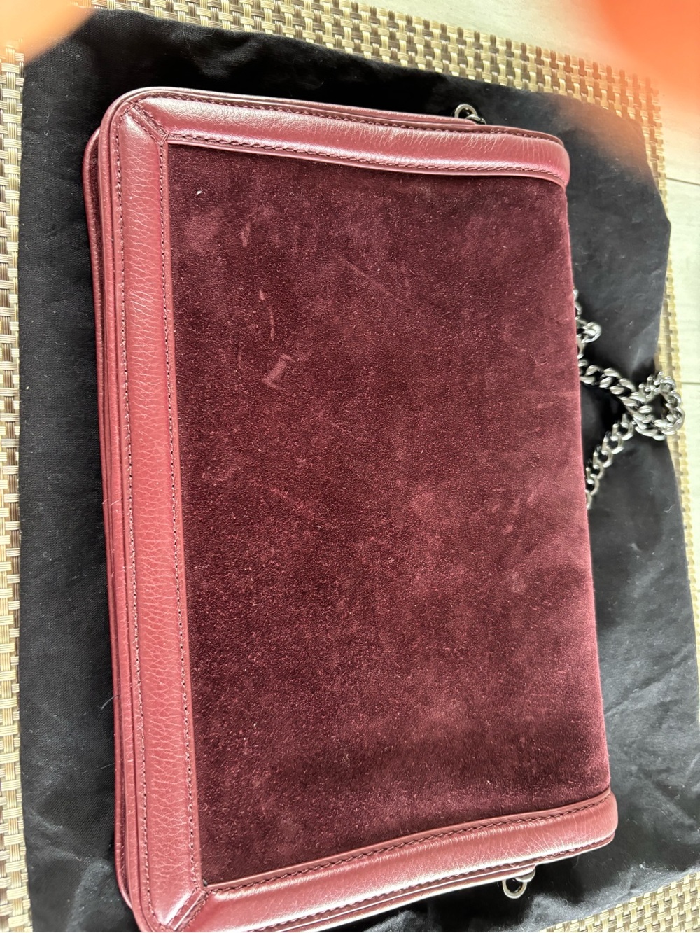 Zadig & Voltaire Burgundy Suede Shoulder Bag with Silver Chain - Picture 5 of 8